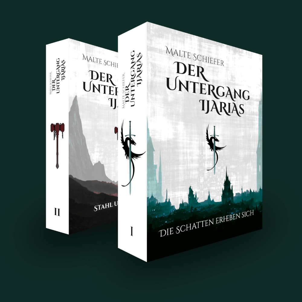 Mockup von Hörbuch und Buch zu 'Der Untergang Ijarias Band 1'